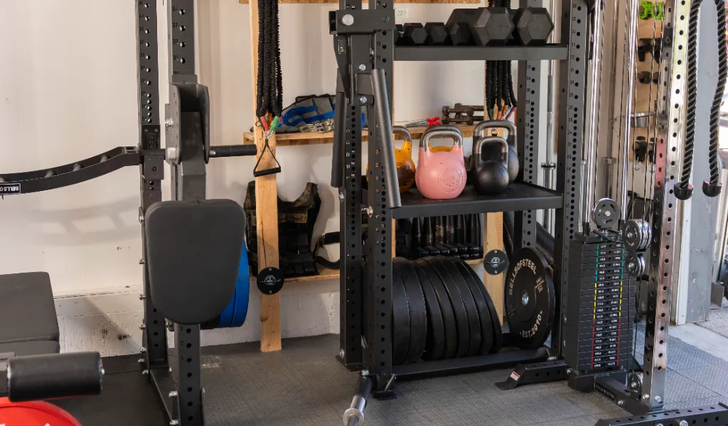 weight plate storage rack home gym setup